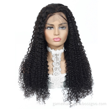 Indian Kinky Curly Human Hair Lace Front Wig Transparent 360 Lace Frontal Wig Pre Plucked Human Hair For Women